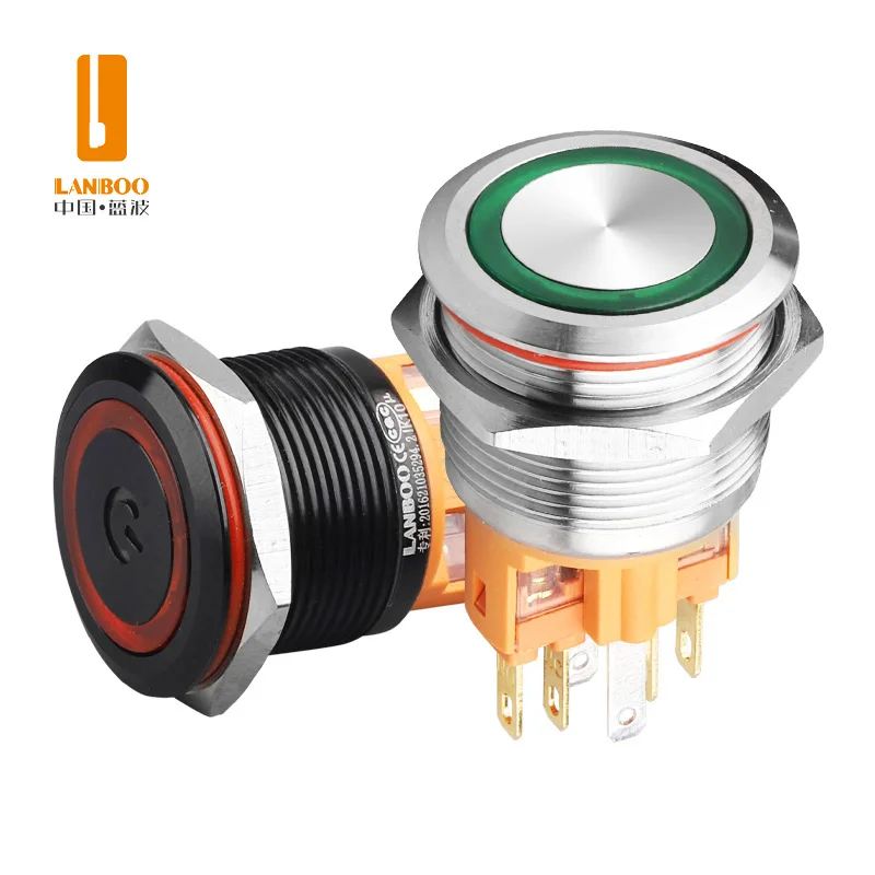 22/25mm Metal Button Switch Self-locking Reset 1NO1NC Waterproof IP65