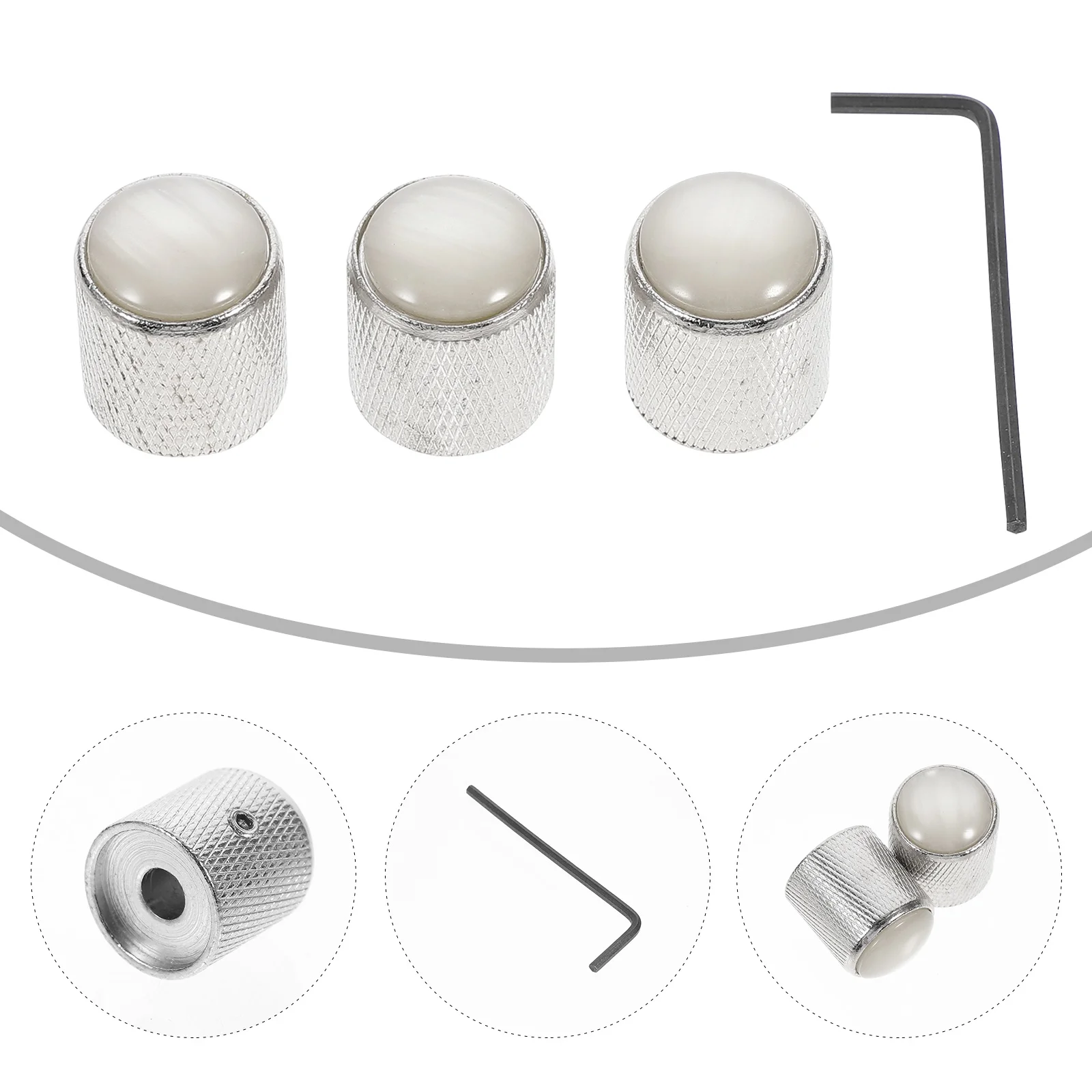

1Set Silver Electric Guitar Rotary Knobs Tone Control Durable Alloy Practical Instrument Knobs Includes Wrench