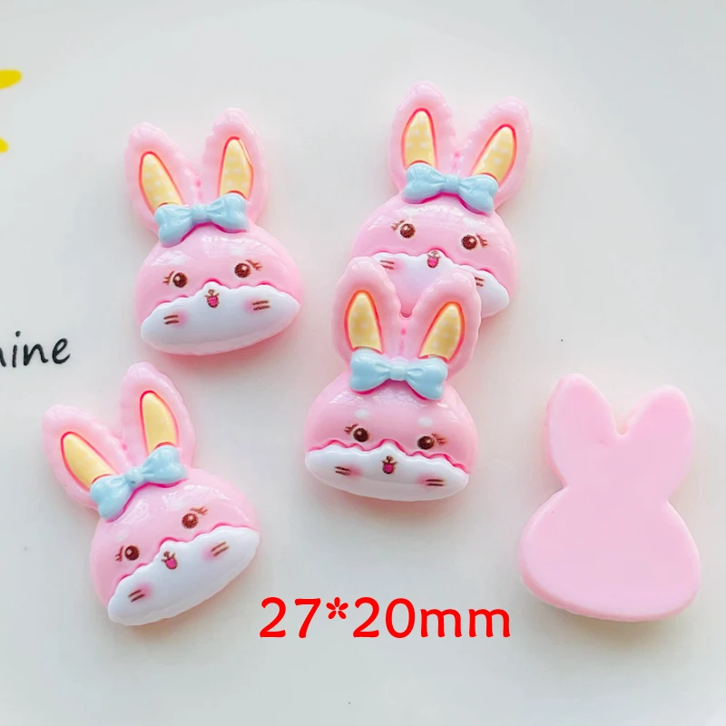 10 Pcs New 27*20mm Cute Mini Cartoon Animal Little Rabbit Resin Scrapbook Diy Jewelry Wedding Hairpin Decorate Accessories