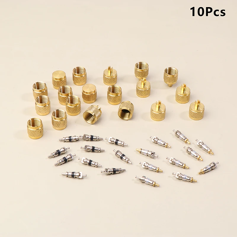 10Pcs Brass Valve Cores Replacement AC HVAC/R Field Service Tool Refrigerant Valve Core Remover Removal Tool HAVC