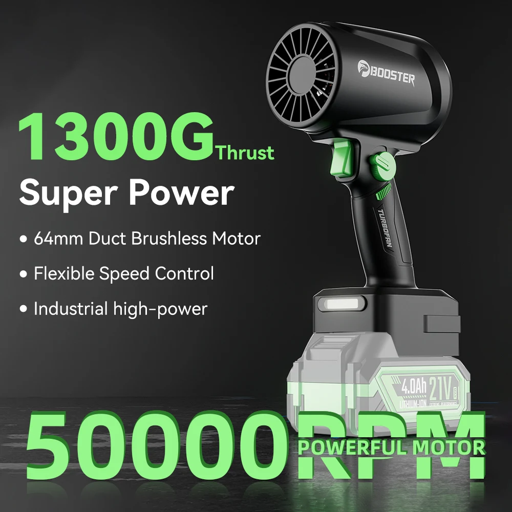 

Booster Air Blower 1300G Thrust 55M/S Brushless Turbo Jet Fan Handheld Leaf Blower Dust Blowing Tool For Makita 21V Battery Pin