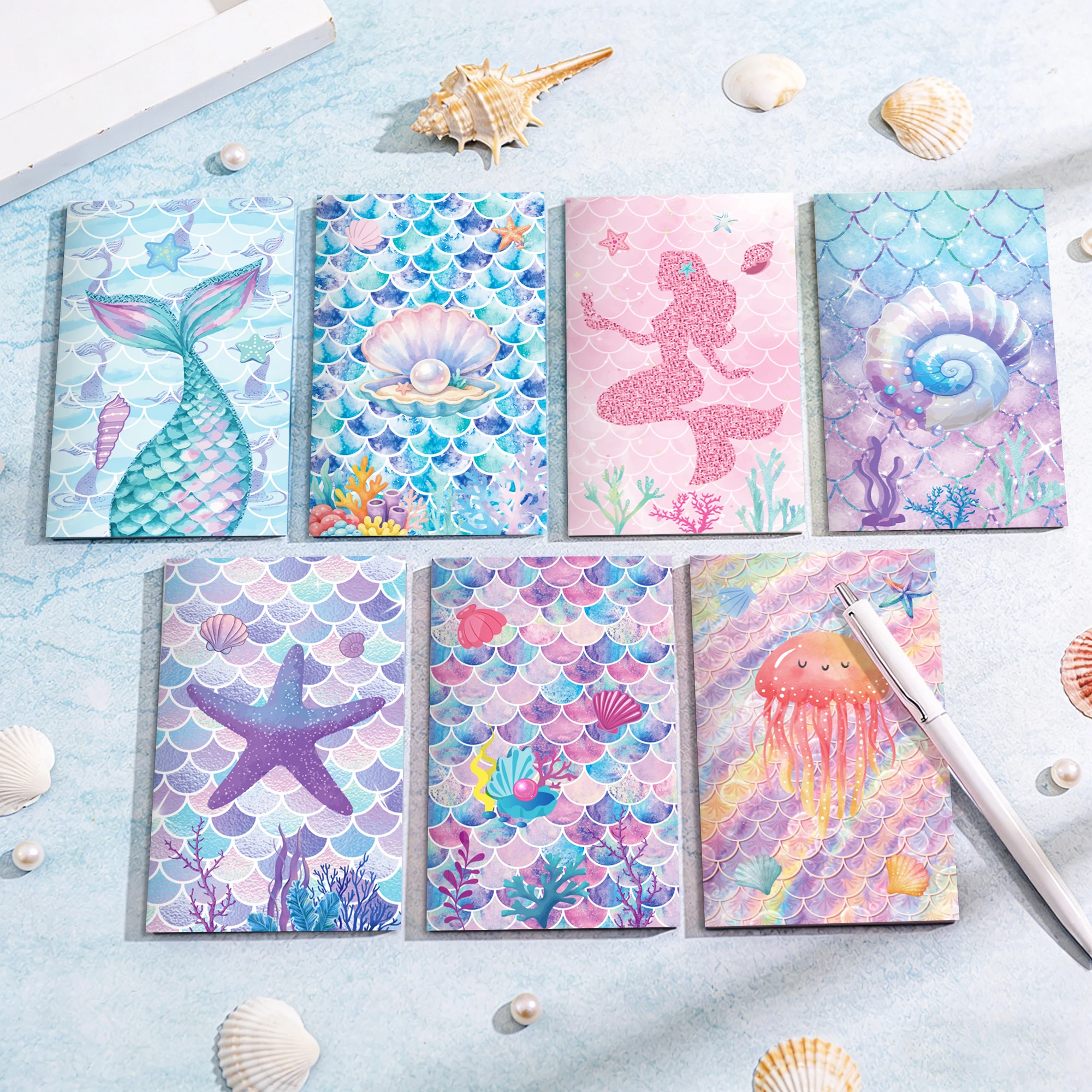 12/24/36pcs Mermaid Mini Pocket Notebook, Horizontal Line Book,Student Diary Notepads, Small Memo Pads Birthday Gifts