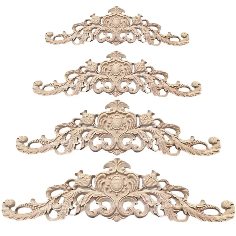 Wood Carving Decal Wood Carved Furniture Appliques Corner Onlay Applique Furniture Home Door Decor DIY Decorations for Home
