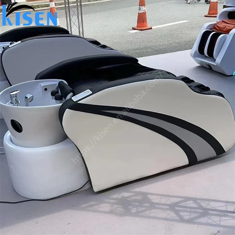Hot Sale Beauty Salon Stainless Steel and PU Massage Shampoo Chair Hairdressing Bed with White or Black Basin for Spa Use - Image 3