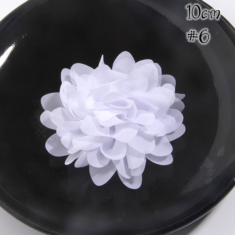10Pcs Set Off White Series Mix 10 Styles Chiffon Organza Fabric Rose Flowers Wedding Dress Girls Clothing Headwear Decoration view 3