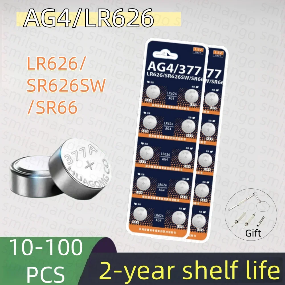 1.5V High Capacity SR626SW AG4 alkaline Battery LR626 377A V377 Watch Button Cell Batteries for Mini Flashlight Toy