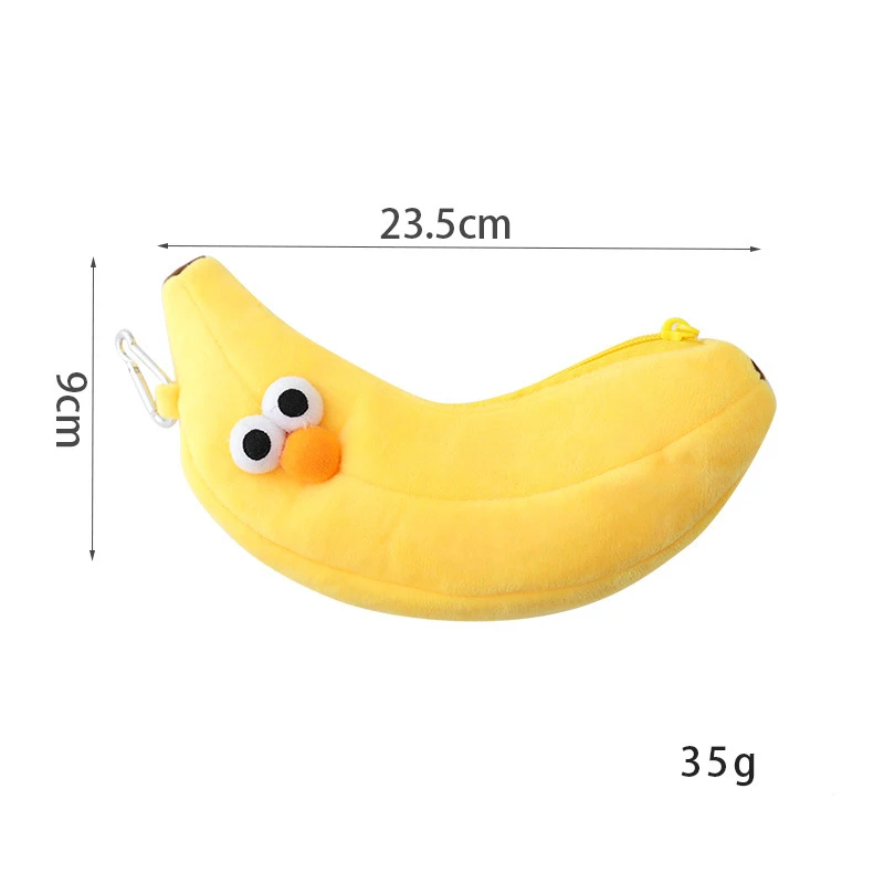 1Pcs Cartoon Chicken Leg Plush Bag Cute Big Eye Banana Pen Bag Soft Plush Cosmetic Bag Student Stationery Storage Kid Coin Purse