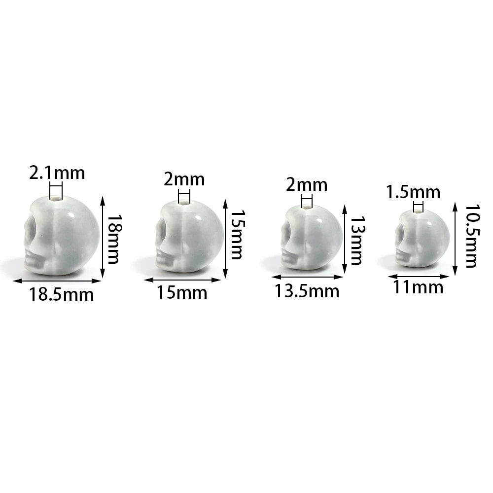 5pcs Colorful Skull Beads Ceramic Beads Halloween Decoration Loose Beads for DIY Bracelet Necklace Making Jewelry Accessories