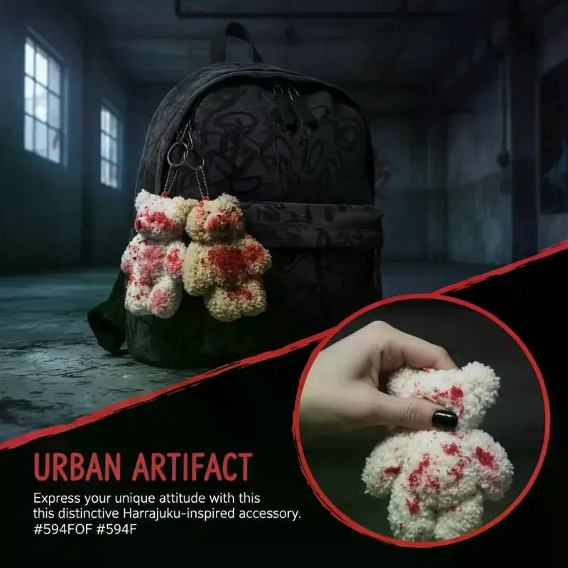 

Плюшевый брелок-медведь в стиле панк, кровавый плюшевый медведь-подвеска на Хэллоуин, уникальный брелок-животное с эффектом травм для рюкзака, подарок для вечеринки и косплея