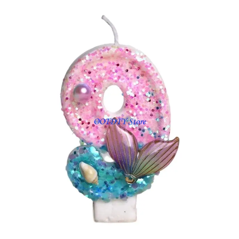 367A Unique Mermaids Themed Ocean Birthday Wax Number Cake Toppers Decorations For Anniversary Parties Supplies