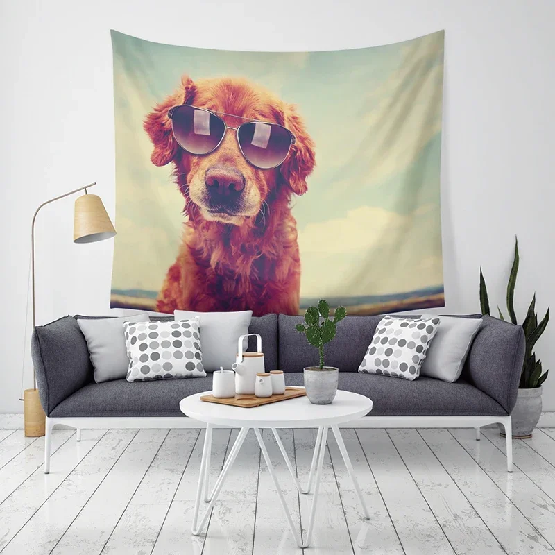 Customizable Tapestry Bedspread Yoga Mat Blanket Cute Sunglasses Dog Cat Tapestry Home Decor Wall Hanging