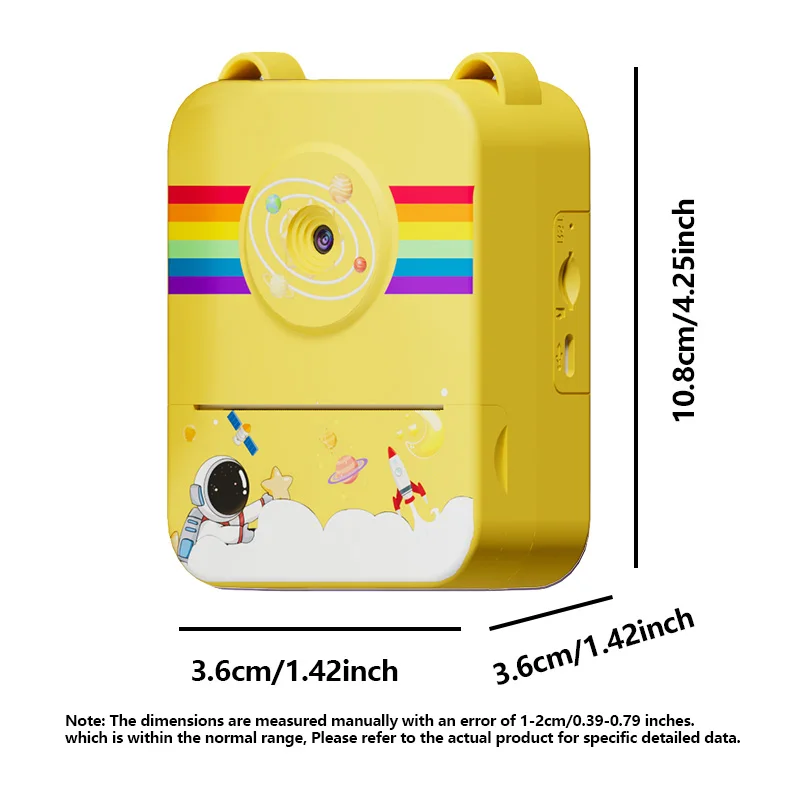 Instant print camera for children, USB charging|Dual lens|1500mAh,selfies&video&educational games,family gatherings&travel gift