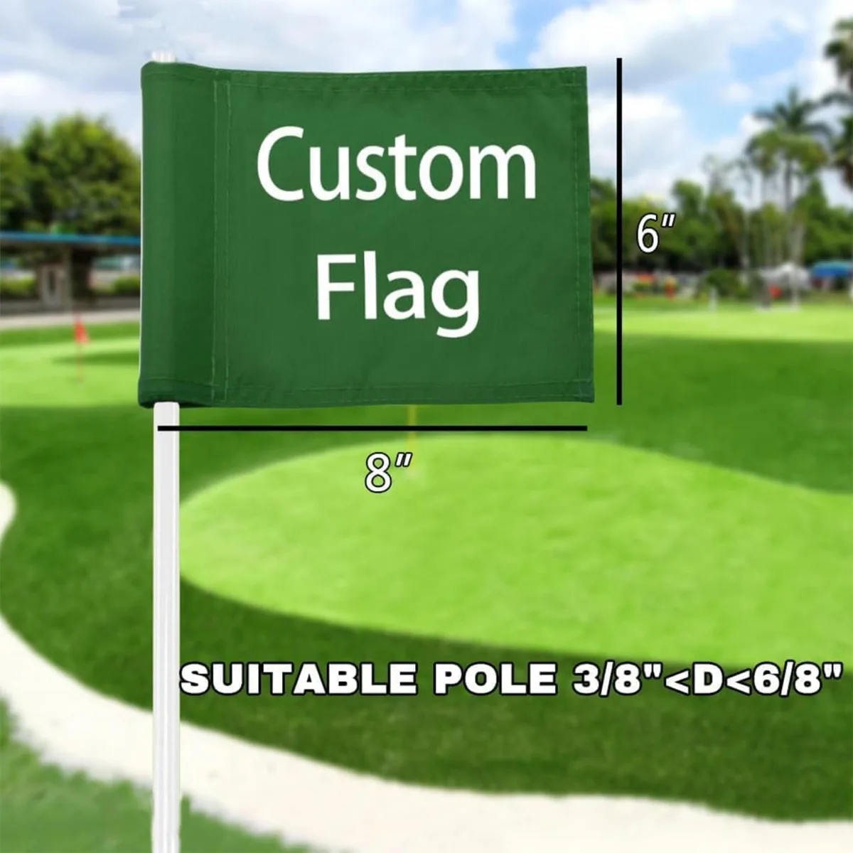 Custom Golf Flag 6x8in Personalized Double Sided Mini Pin Flag with Tube Insert for Backyard Garden