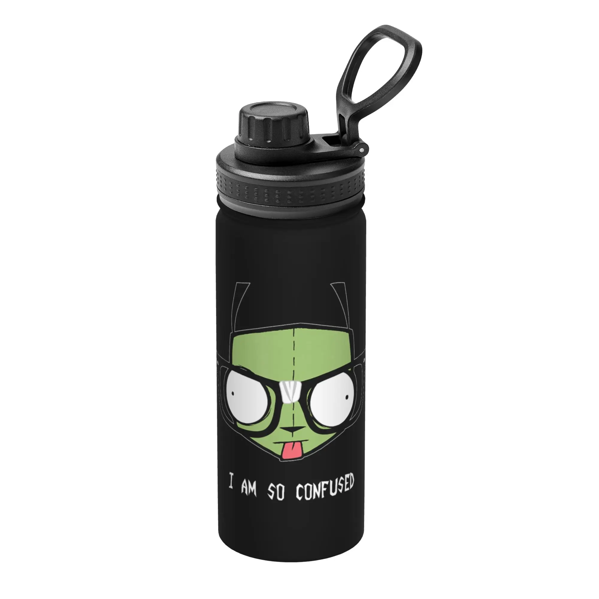 Invaders Zim Gir I Am So Confused 18OZ Sports Insulated Kettle  Coffee Cups Vacuum Flask School Mug Water Bottle