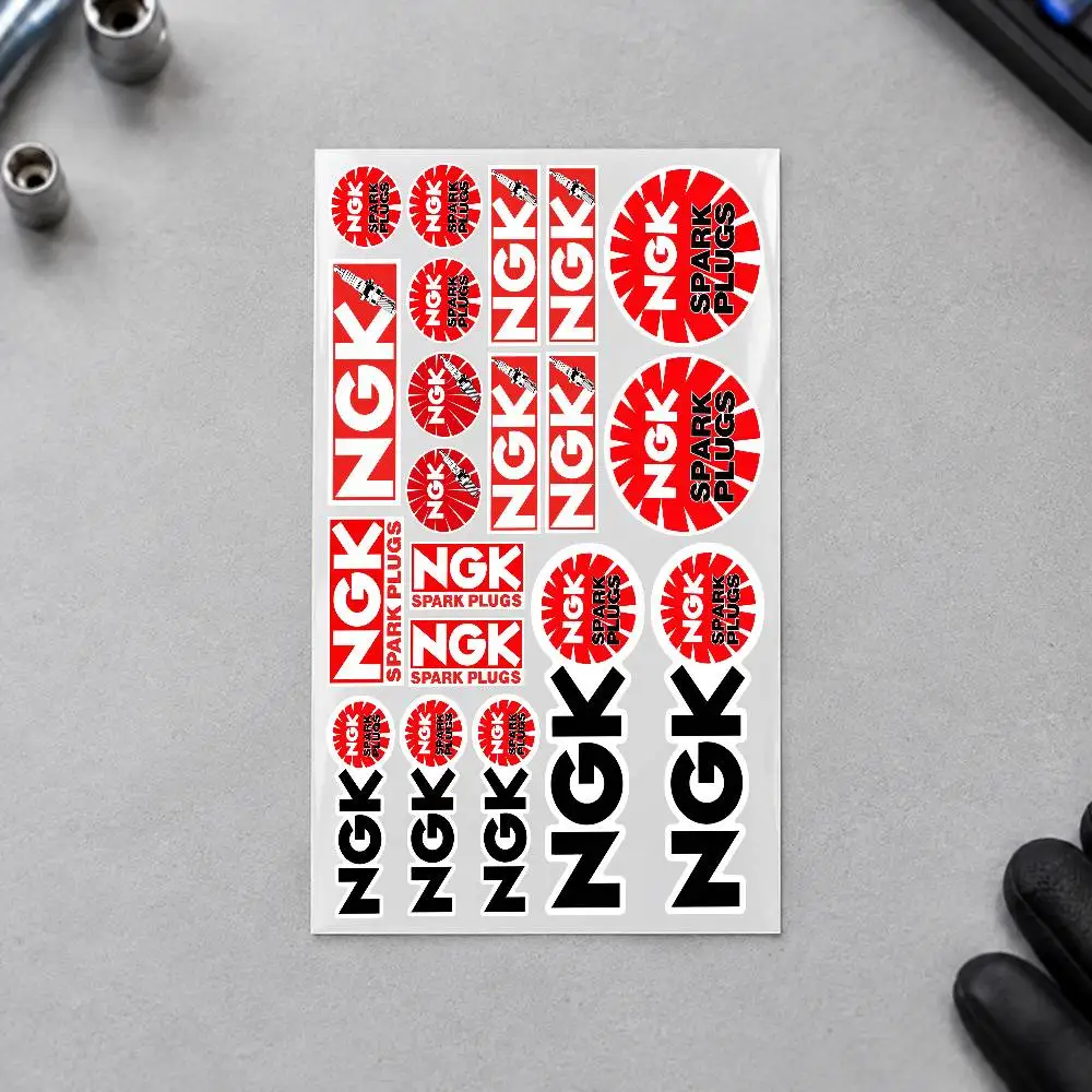 N-NGK S-Spark P-Plug C-Car Motorcycle Sticker Set Reflective Decals For Helmet Fuel Tank Fairing Body Custom Bike Graphics Kit