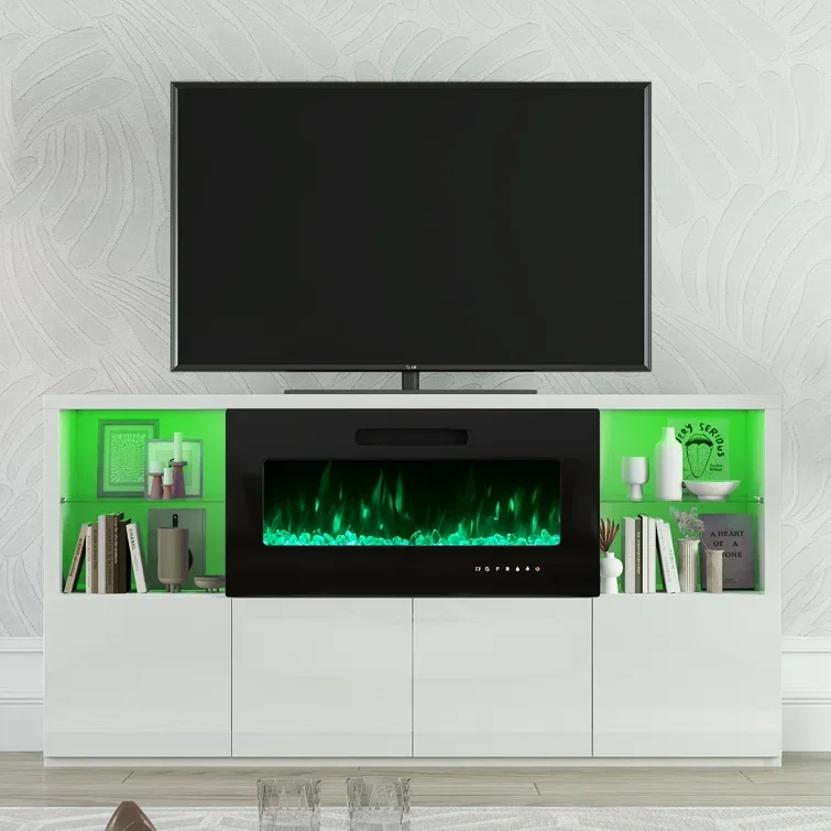 High Glossy Style Design Furniture Wood White Glossy Cheap Corner Led Console Tv Stand Unit TV Cabinet