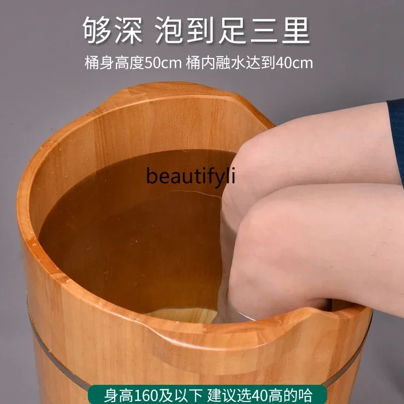دلو خشبي تمرغ القدم مع تصريف حمام القدم حوض خشبي حوض من خشب البلوط مع عجلات دلو عالي العمق