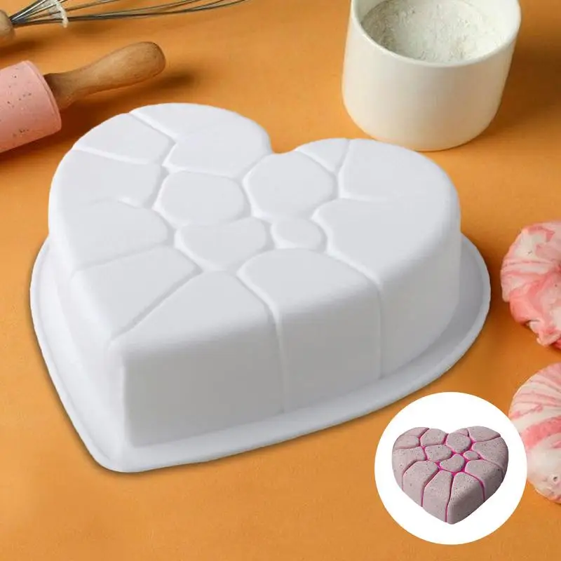 قالب كب كيك سيليكون قوالب الخبز كعكة شكل متصدع القلب غير عصا قابلة لإعادة الاستخدام قالب أدوات المطبخ لوازم الخبز ل