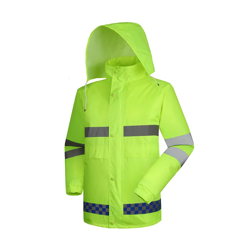 SPARDWEAR waterproof high visibility reflective jacket and pant fluorescent orange and yellow split raincoat