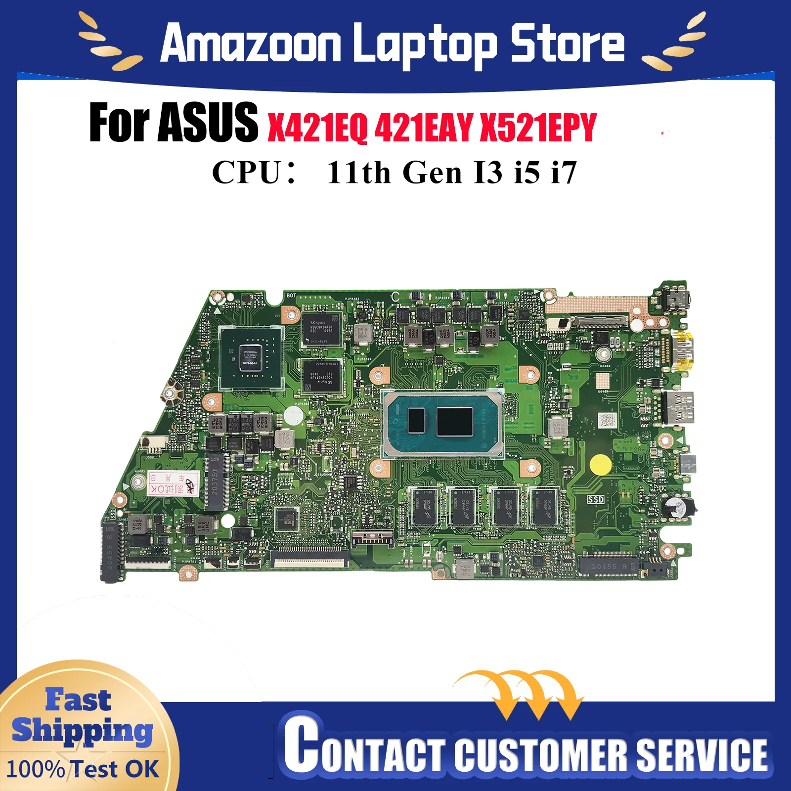 

X421EQY Материнская плата для ноутбука ASUS K533E S533E X521E V533E X421EQ X521EPY R521E 421EAY X521EQ I521E Материнская плата 11-го поколения I3 i5 i7
