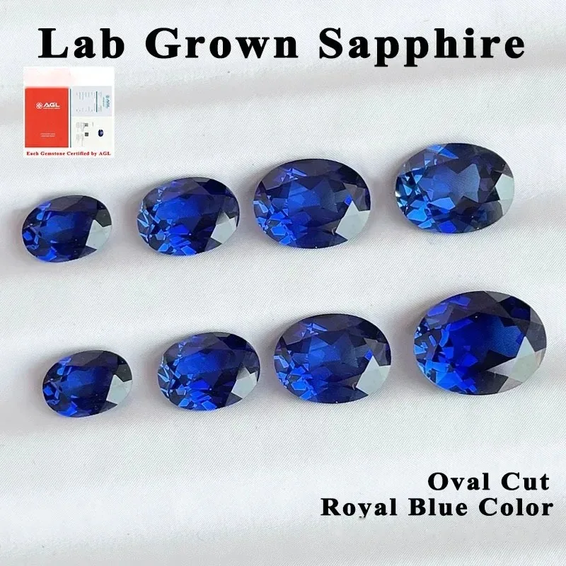 Top Lab Grown Sapphire Gemstone Oval Cut Royal Blue Lab Created Synthetic Sapphire For Jewelry Making Custom Design Certific