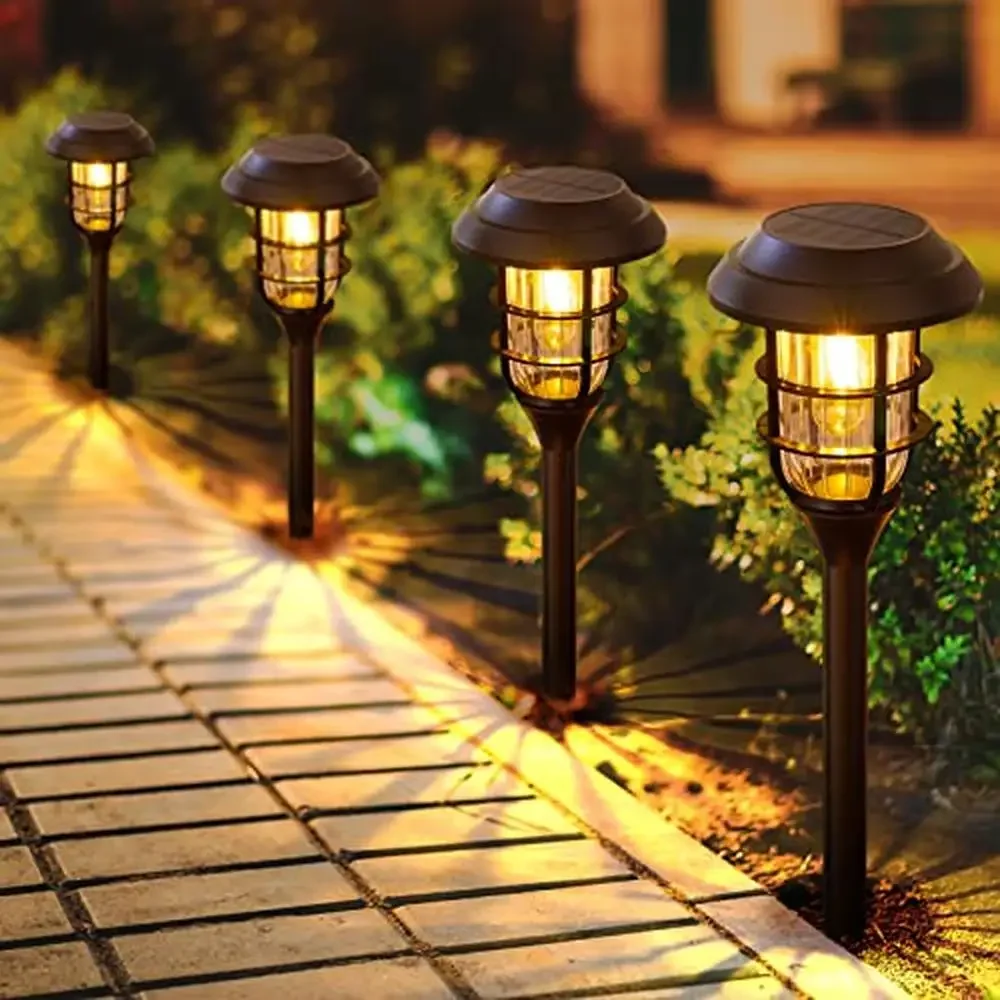 Impermeável ao ar livre Solar Pathway Lights, Jardim Quintal Luz, Auto On e Off, Iluminação LED de Paisagem, Decoração Durável, Fácil Instalação, Pacote 8