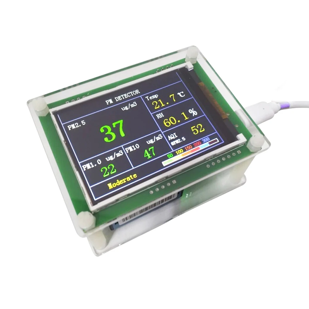 2.8 ''ارتفاع معدل مرآة سيارة رقمية PM2.5 جودة الهواء كاشف تستر متر AQI المنزل جهاز مراقبة الغاز الأداء الممتاز PM2.5 كاشف