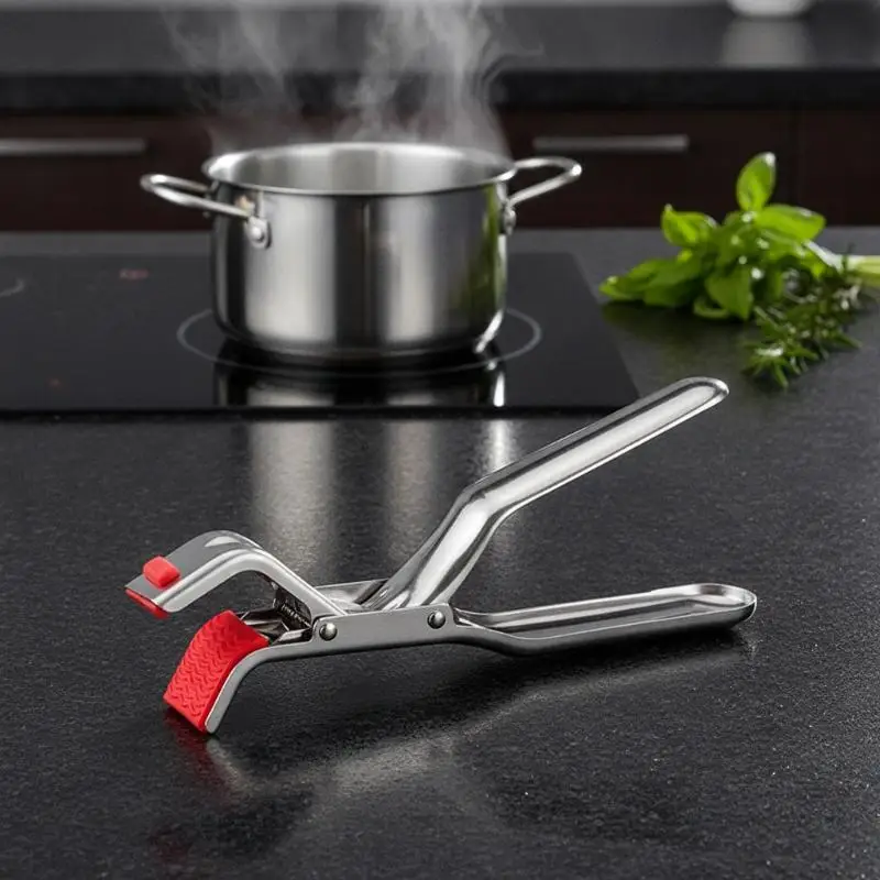 Durable Plastic Anti Scald Clip Hot Dish Plate Bowl Gripper Pot Pan Clamp Retriever Tong Multi-angle Grip Safety Helper Supplies