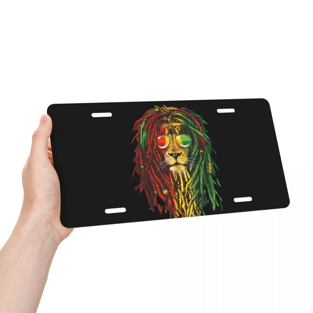 Rasta Lion License Plate Cover Jamaica Pride Rastafarian Lover Aluminum Metal Cool Decorative Car Front License Plate Vanity Tag