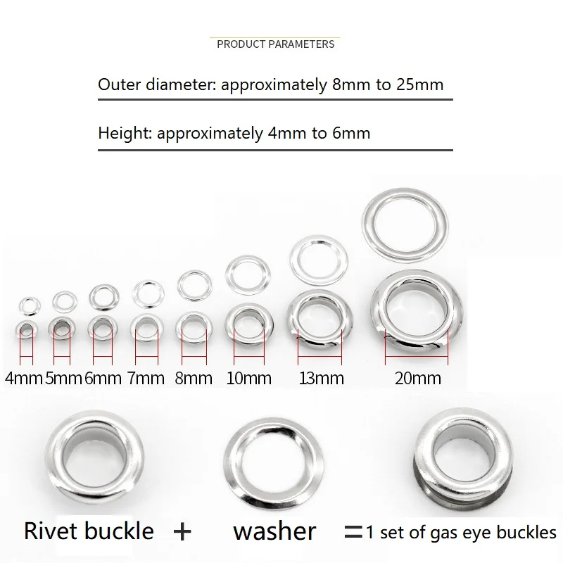 3-15mm Silver Eyelet and Punch Die Tool Set Metal Button For DIY Leather Craft Clothing Shoes Belt Bag Grommet Rivet Gasket