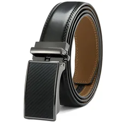 Mens Leather Belt  Automatic Genuine Leather Belts Leisure Fashion Ratchet Belts for Men Pants Waistband Ремень