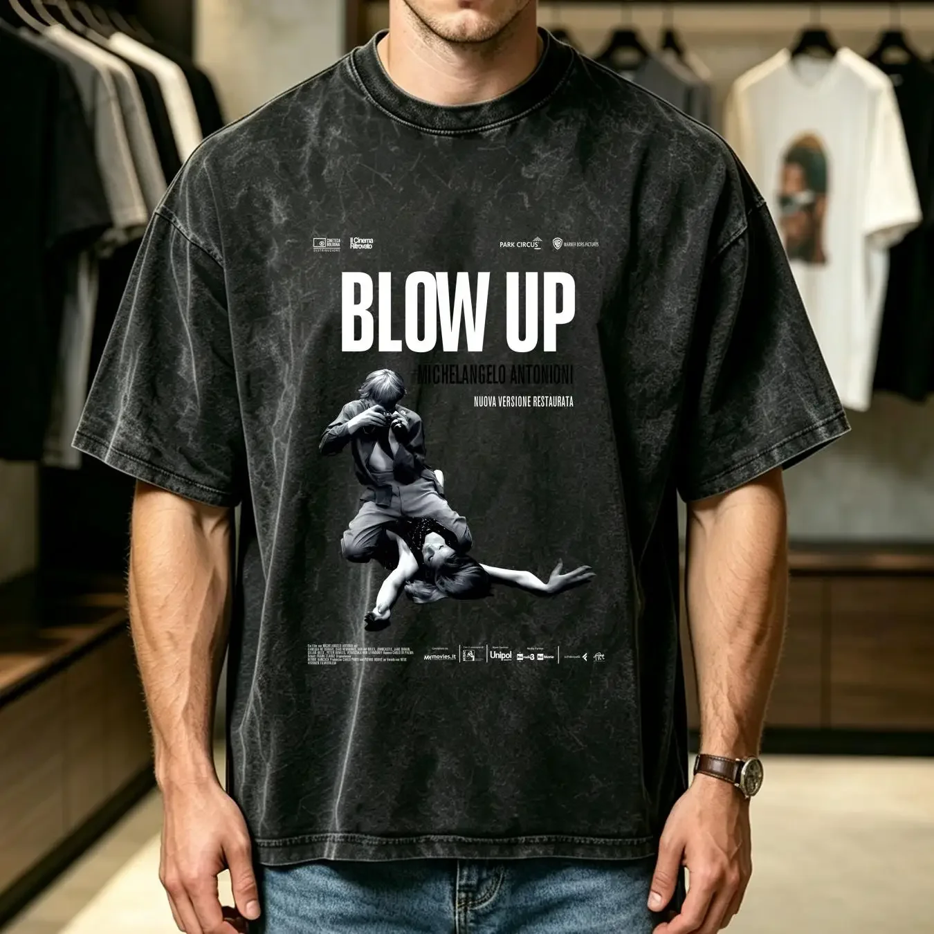 washed T Shirt Blow up 1967 Retro Movie Film Vintage Poster v2 vintage Washed fashion Top For Everyday Wear Stretched Casual