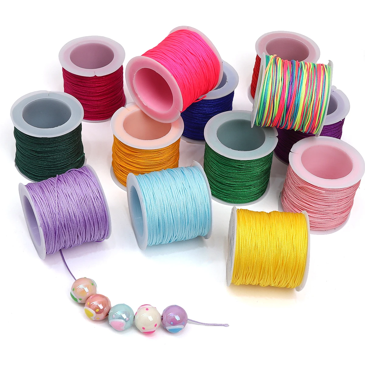 50 M/Roll 0.8mm Colorful Nylon Thread Cords Chinese Knot Macrame Cord Rope Diy Tassels Braided Beading String Sewing Accessories