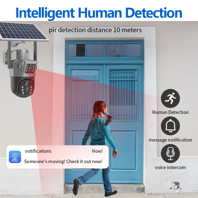 ALLCHN-Caméra de surveillance extérieure solaire 4G HD 6MP, dispositif de sécurité sans fil, étanche, avec vision nocturne, n'aime, WIFI, panneau solaire, chargeur de batterie