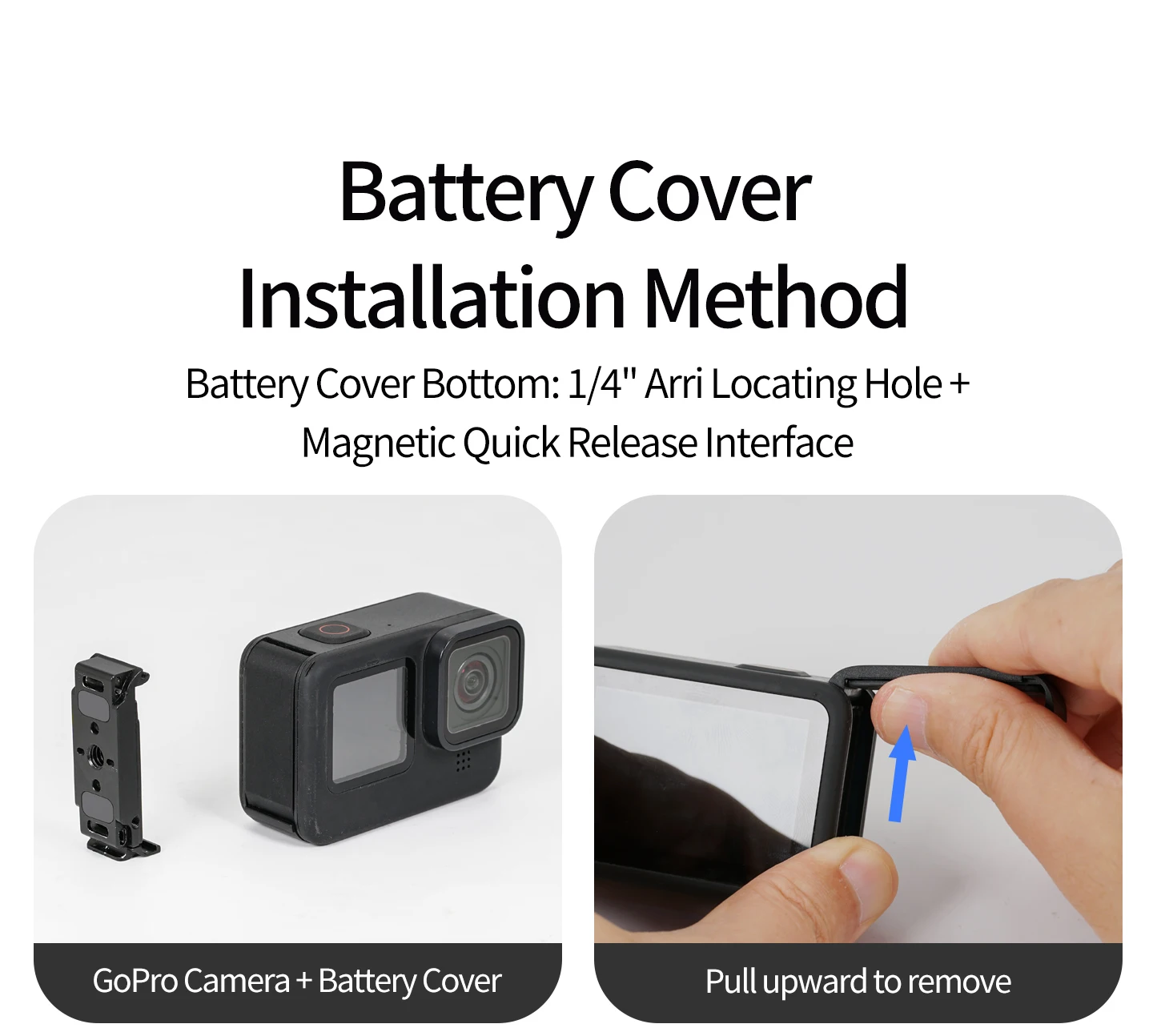 Metall-Seitenabdeckung Batteriefach für GoPro 13 12 11 10 9 Einfach Abnehmbar Staubdicht Magnetisch Schnellverschluss 1/4" Schraubmontage-Set – Detail 30