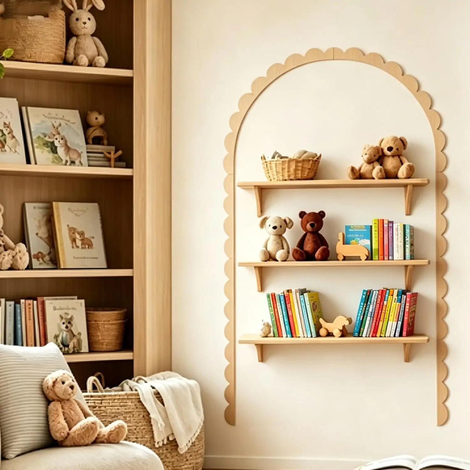 Once Upon A Time Wooden Sign Unfinished Scalloped Wood Trims DIY Arch Molding Kit Nursery Wall Border Decor for Reading Corner