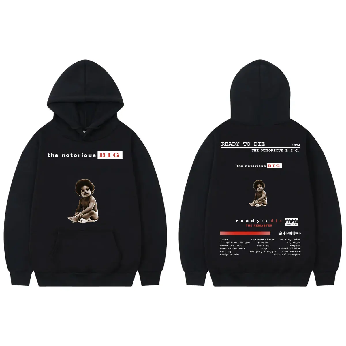 

Rapper The Notorious Big Hoodie Ready To Die Album Merch Pullovers Men's Women's Clothing Fashion Hip Hop Sweatshirts Streetwear