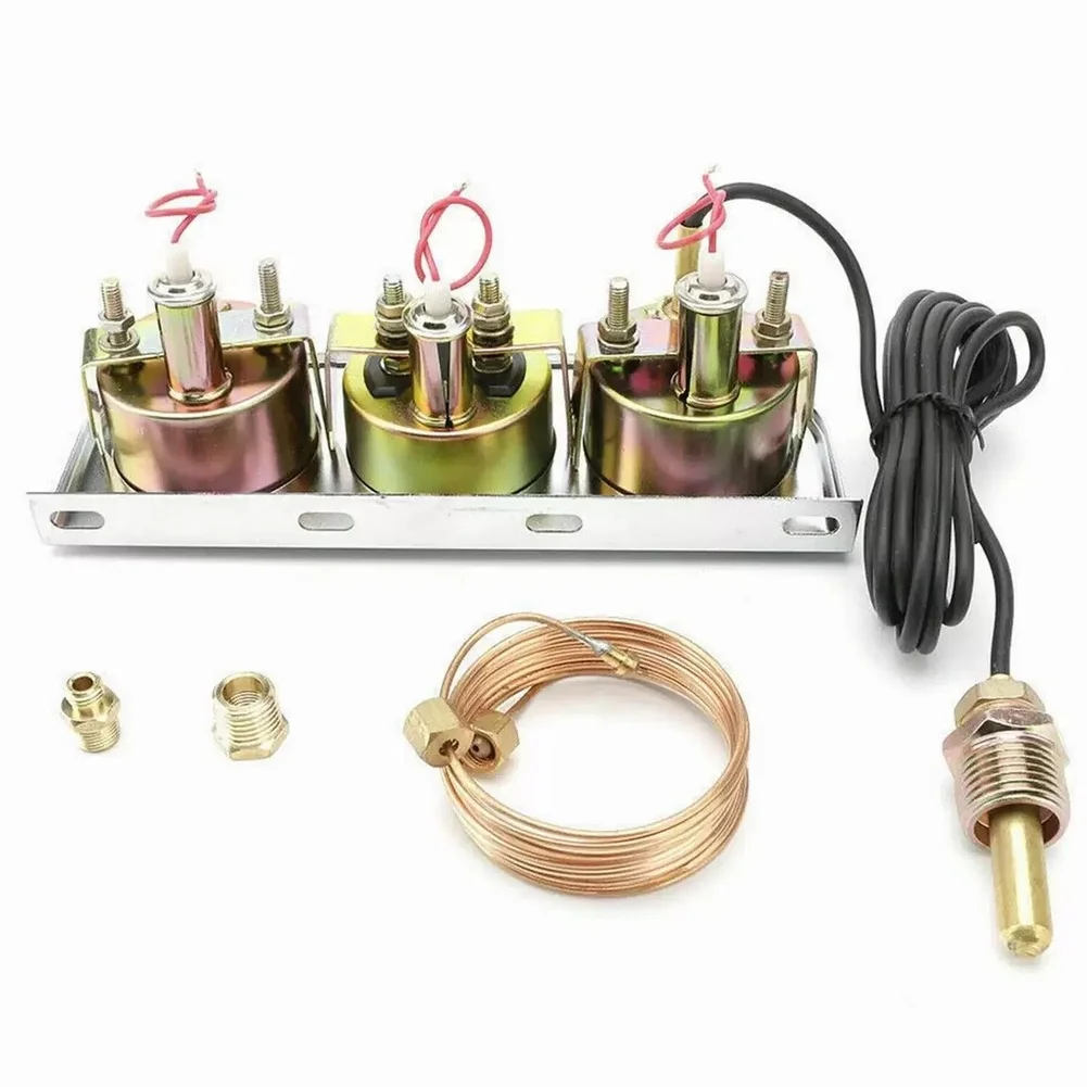 2 inch 52mm Chrome for triple Gauge Kit for Oil Pressure Water Temperature and AMP Monitoring for Vintage Vehicles