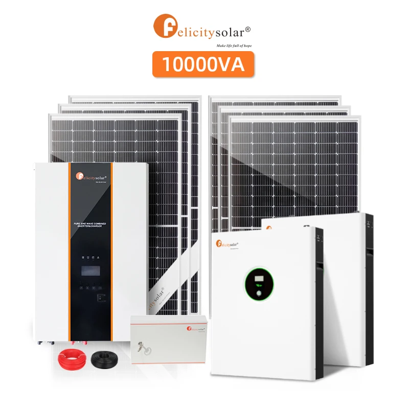 7.5kva 10kva 20kva Complete Set  Off Grid Solar Kit Energy Storage Power System With 10kwh Lifepo4 Battery Solar Panels