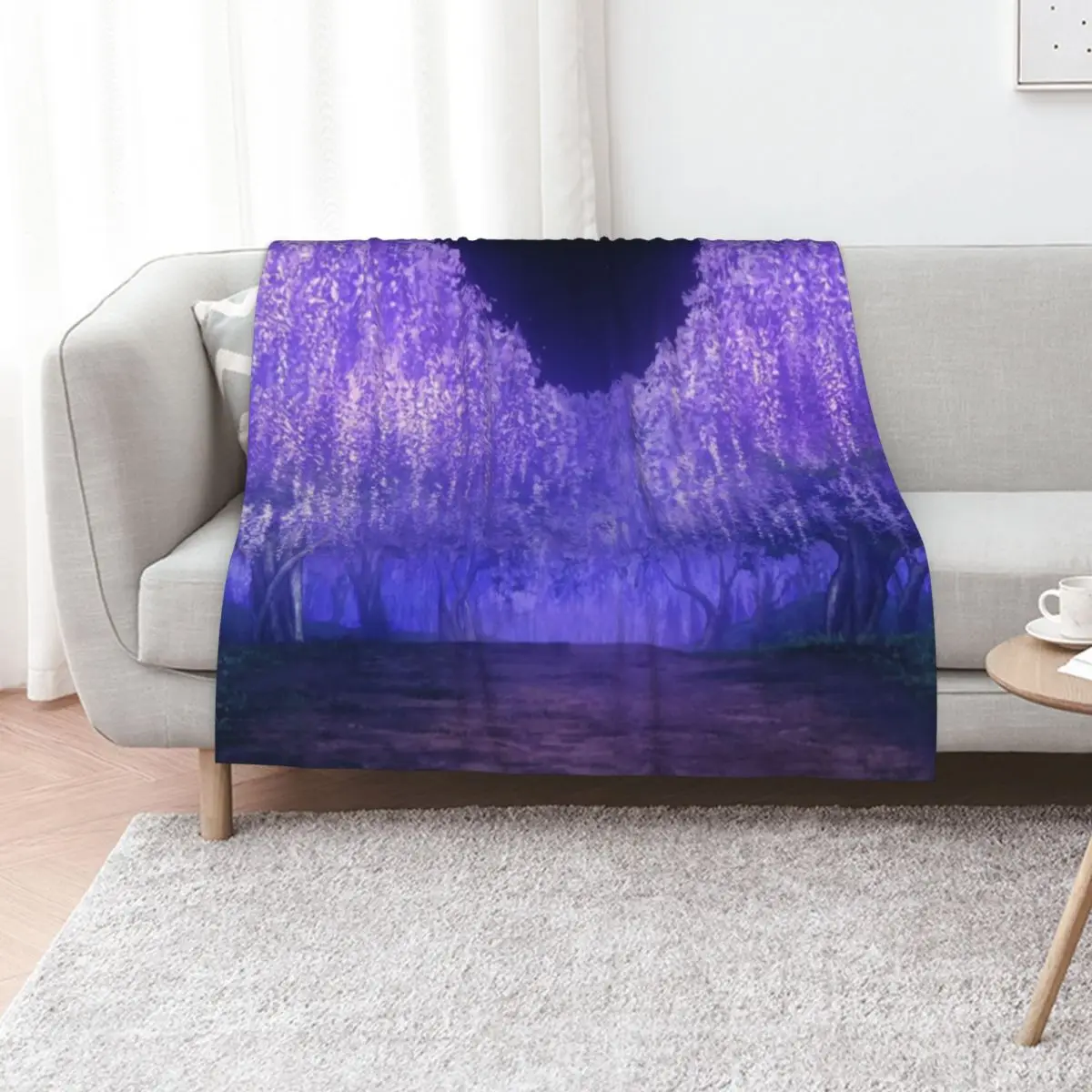 

Wisteria anime lavender purple forest Throw Blanket Large warm for winter Hair christmas decoration Blankets
