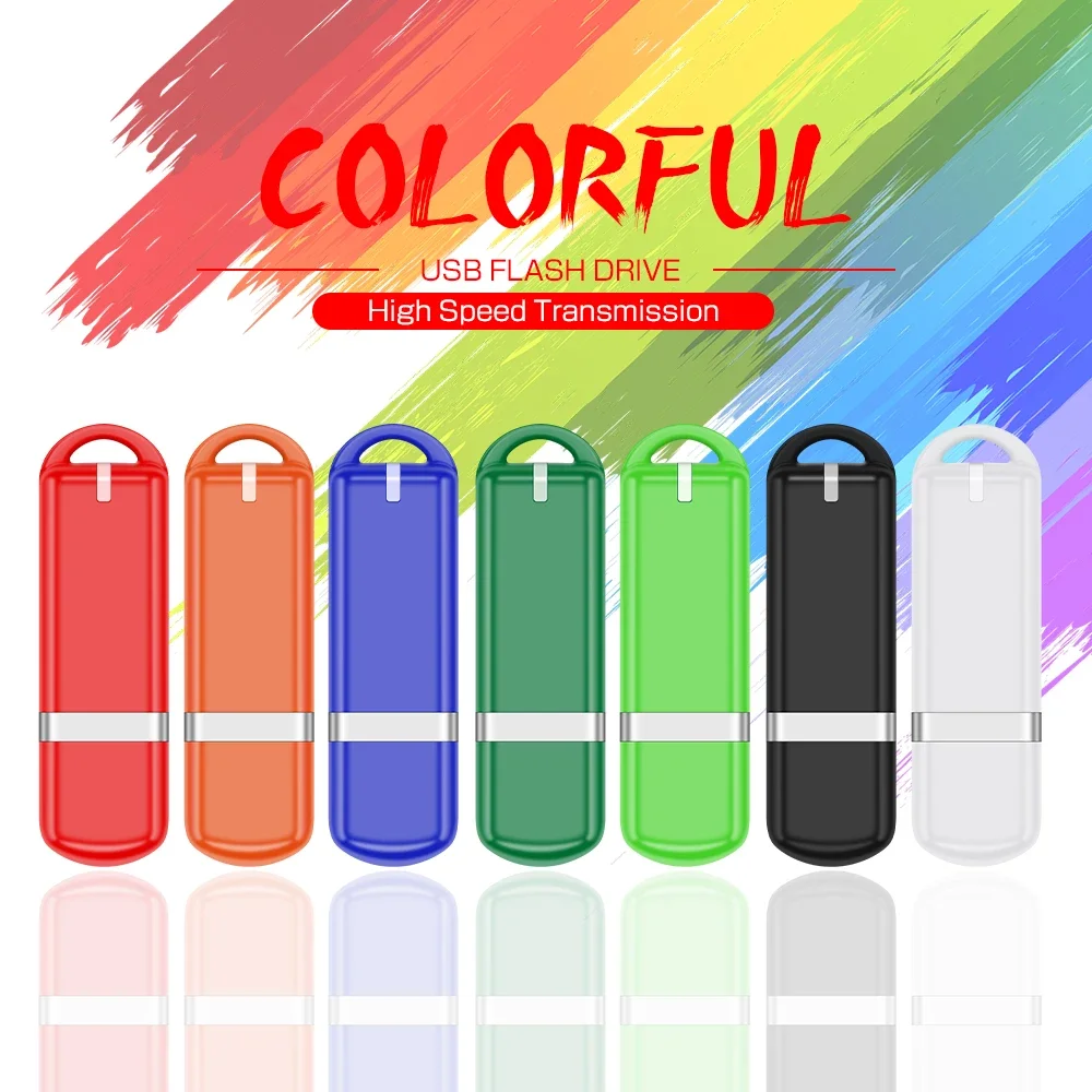 

JASTEA Colorful USB Flash Drive 128GB Waterproofl Memory Stick 64GB Shatterproof Pen Drive 32GB Oval Pendrive 16GB Business Gift