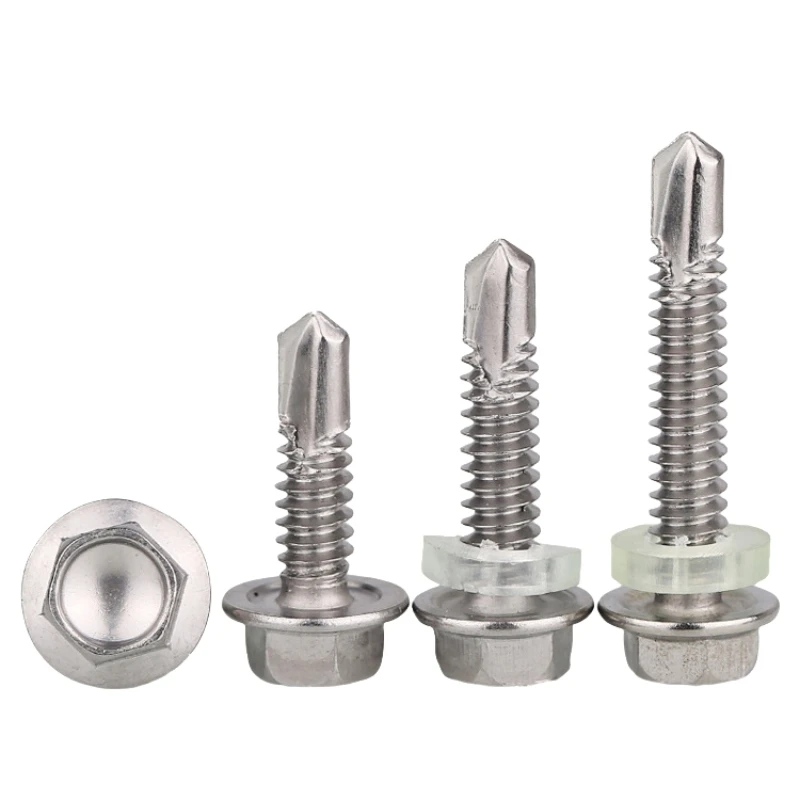 410 #8 #10 Stainless Hex Washer Head Self Drilling Screws 4.2mm/4.8mm Stainless Steel Self Tapping TEK Screws