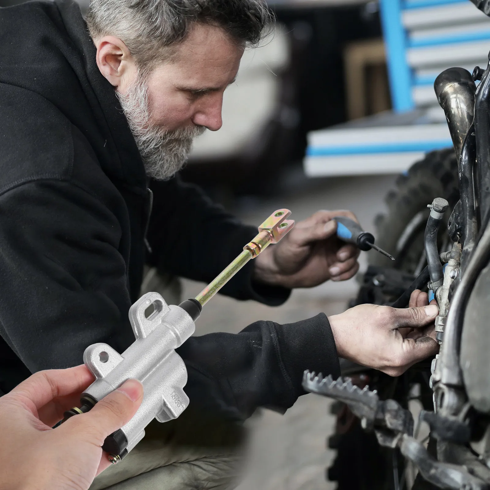 

Гидравлический цилиндр для мотоцикла, главный цилиндр заднего тормоза 8 мм, прочная металлическая конструкция, удлиненный рычаг для квадроциклов и внедорожников