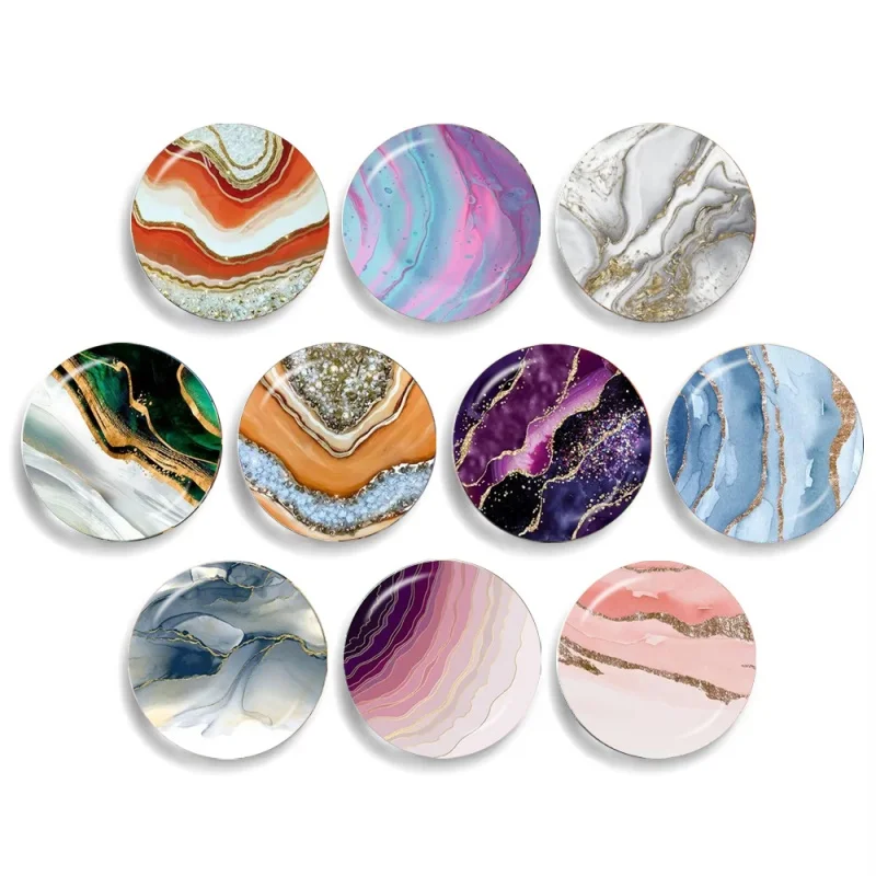 Stone Texture Photo 10pcs 12mm/16mm/18mm/20mm/25mm/30mm Round Photo Glass Cabochon Demo Flat Back Making