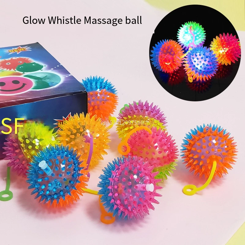 Brilhante LED Light Up Ball Toy para crianças, piscando macio, massagem espinhosa, brinquedos divertidos de elasticidade, Squeeze Anti Stress, 1 Pc