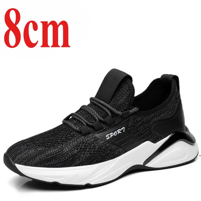 

Невидимая мужская обувь, увеличивающая рост, повседневная спортивная обувь увеличенного 8 см, дышащие кроссовки с тканевой сеткой, мужская обувь-лифт