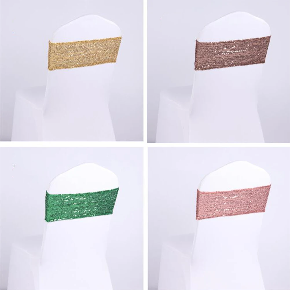 

12 Pcs Chair Cover Sashes White Ribbon Elasticity Decoration Bride Wedding Party Graduation Sofa Cover
