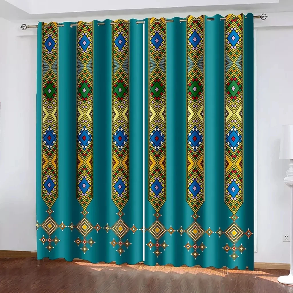 Ethiopian And Eritrean Traditional Curtains For Living Room Set Tilet Design High Quality Thick Blackout Cortinas 160X160CM