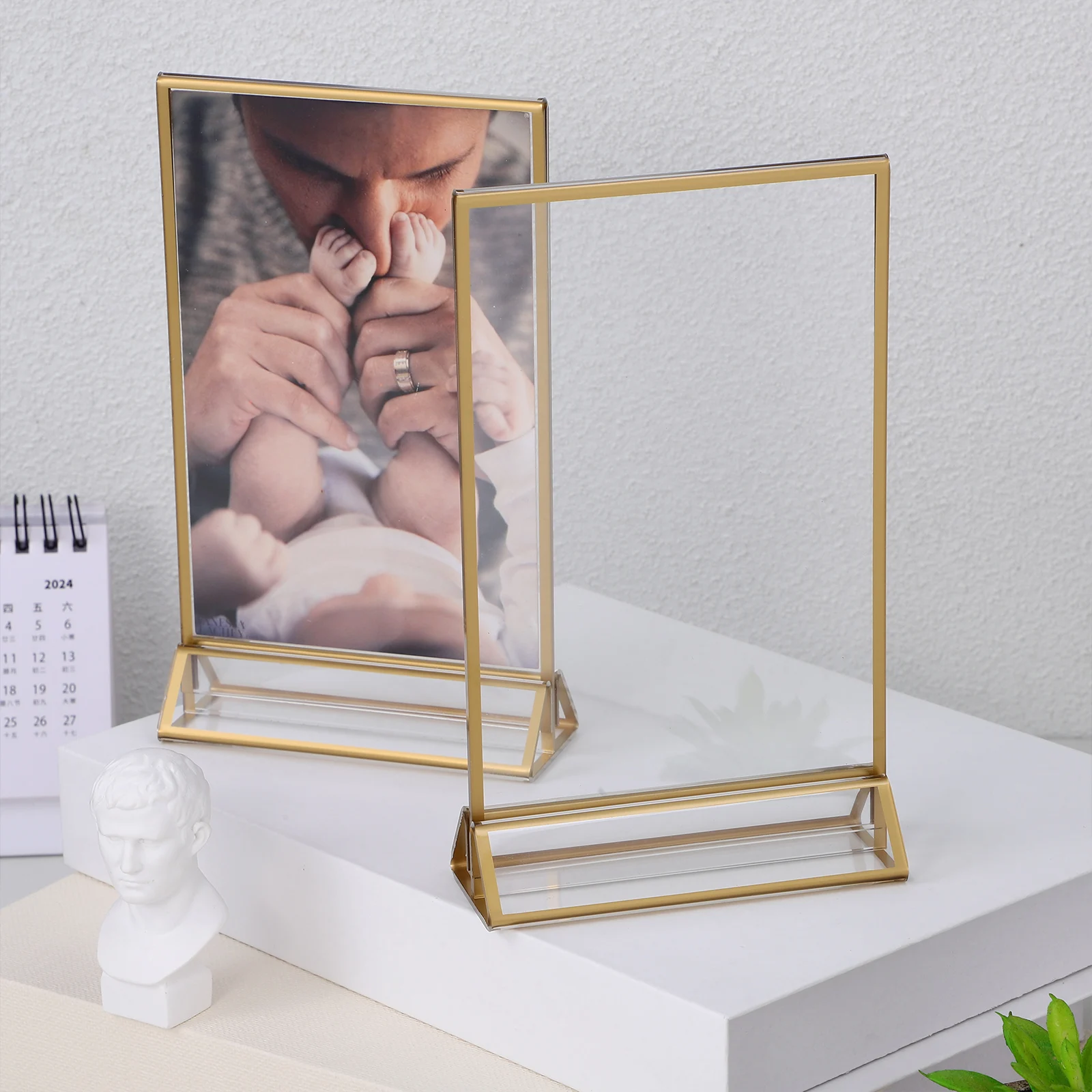 

6pcs Acrylic Display Stands Clear Sign Holders 4x6 Inch Transparent Desk Card Wedding Number Tabletop Document Paper Storage
