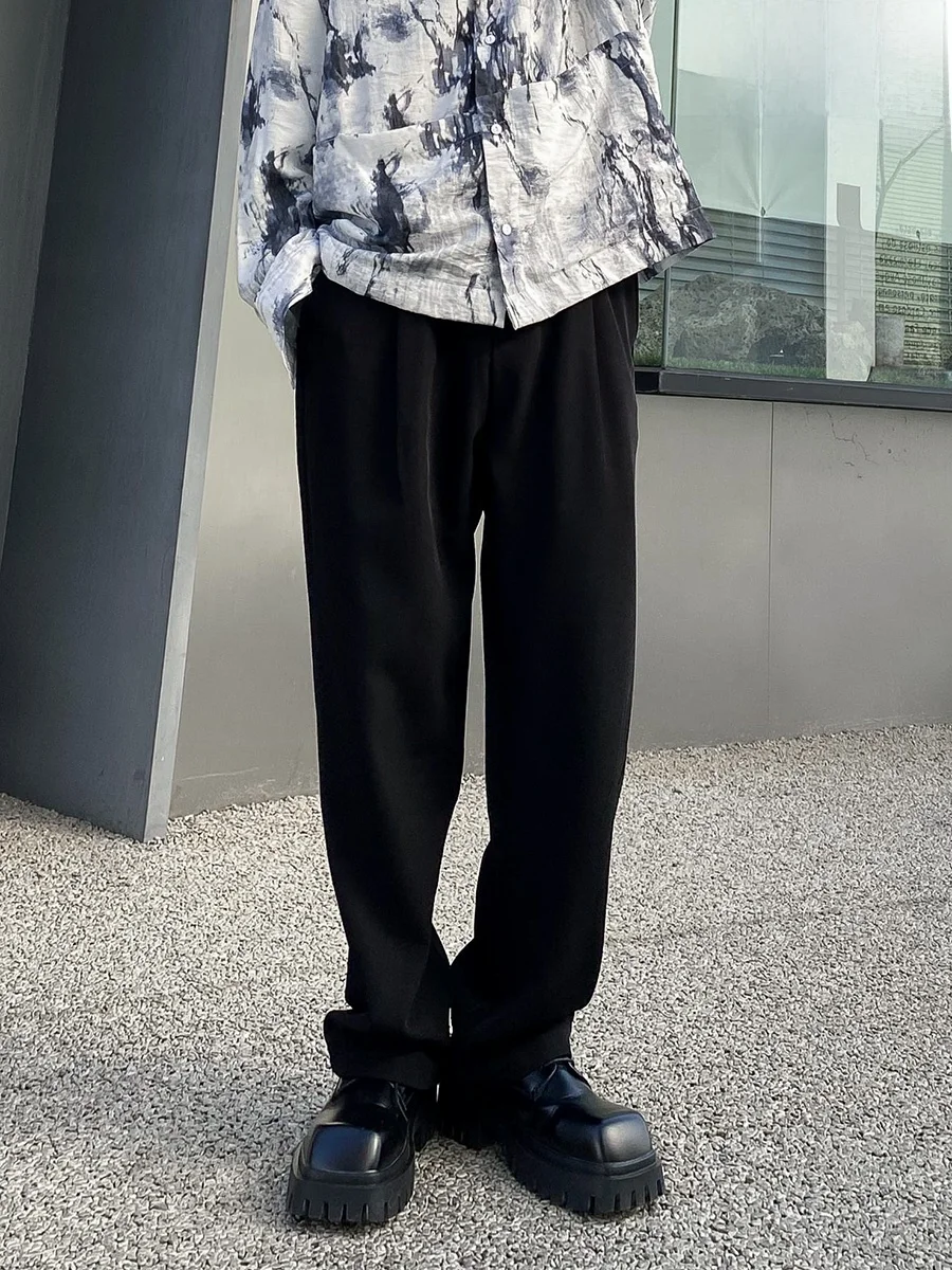 

Мужские брюки VE2 с широкими штанинами, черные, повседневные, классический стиль, из полиэстера, прямого кроя, весна-лето-осень, защита от морщин